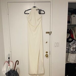 NWT* Elegant White/Cream Halter Low Back Gown